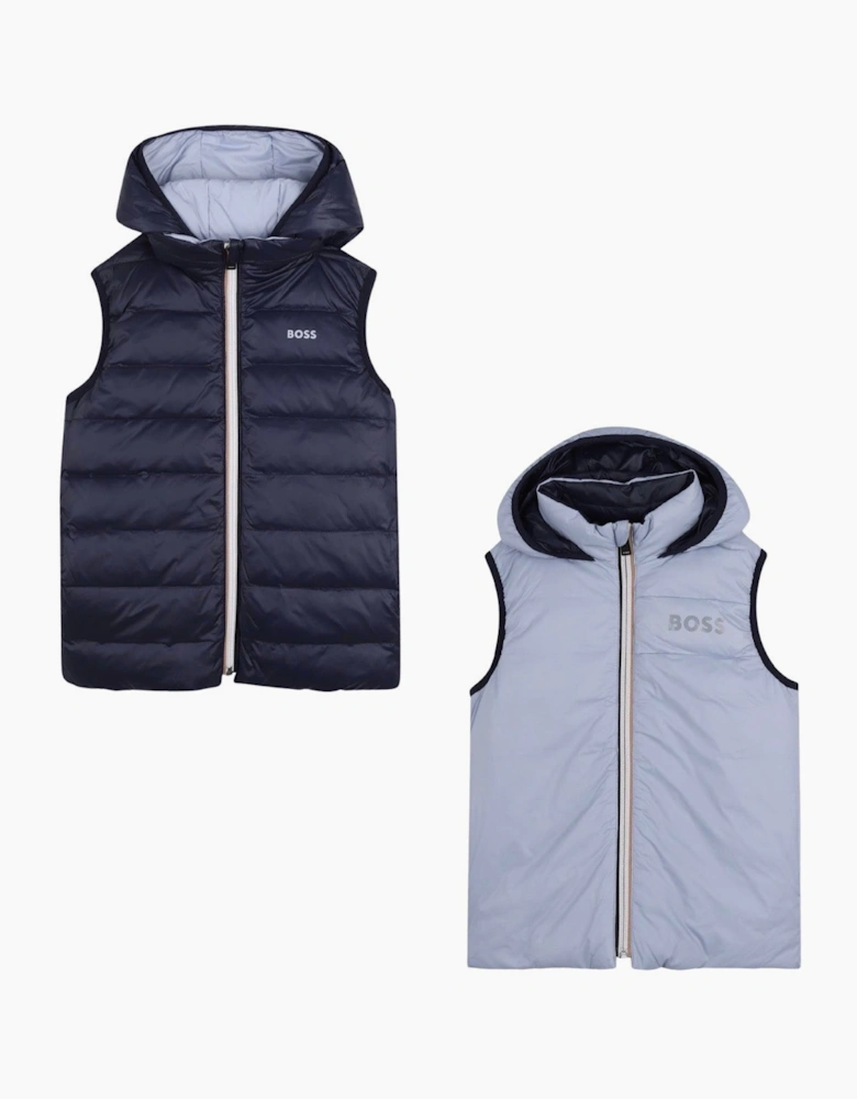 BOSS BOY NAVY REVERSIBLE BODY WARMER/GILET J53436