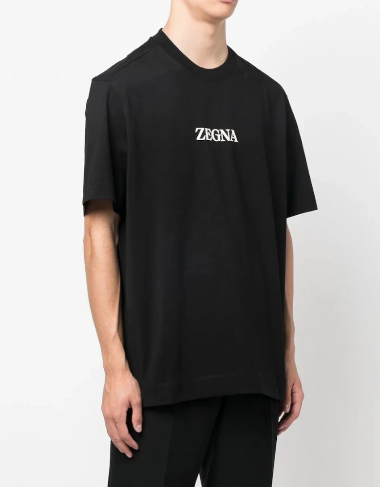 Zegna Logo Print T-Shirt Black