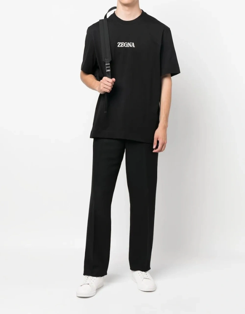 Zegna Logo Print T-Shirt Black