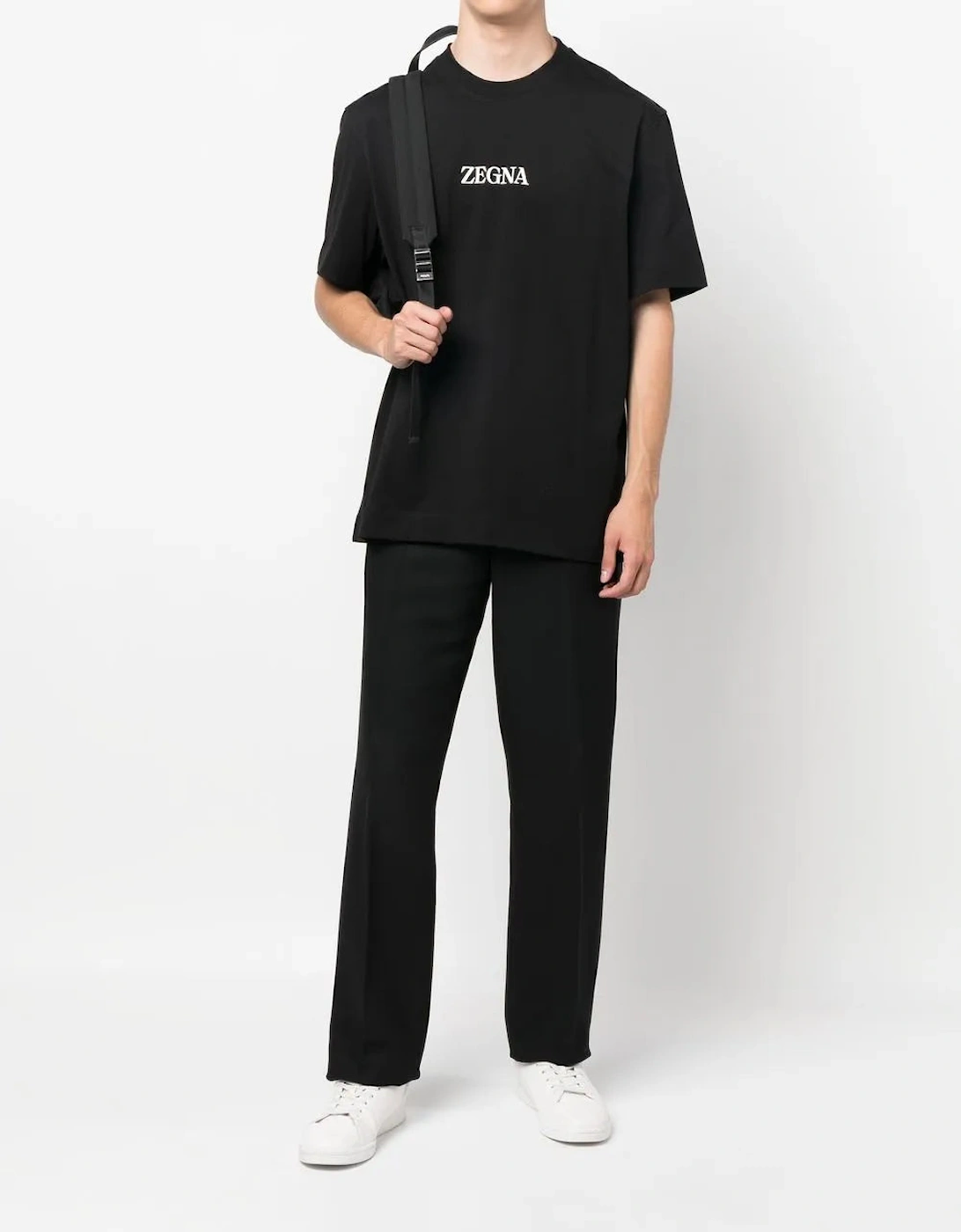 Zegna Logo Print T-Shirt Black