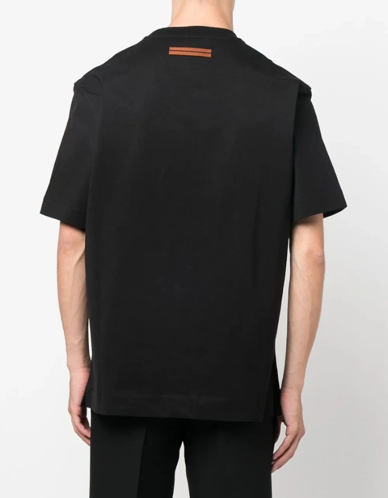 Zegna Logo Print T-Shirt Black