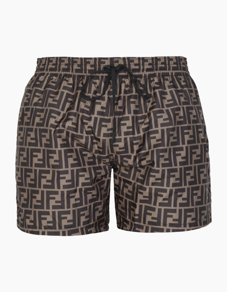 Fendi FF Monogram Swim Shorts Brown