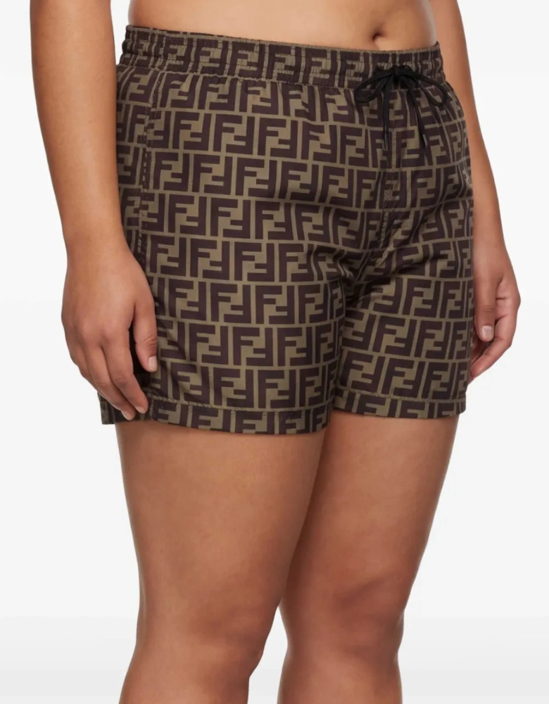 Fendi FF Monogram Swim Shorts Brown