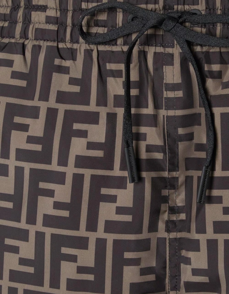 Fendi FF Monogram Swim Shorts Brown