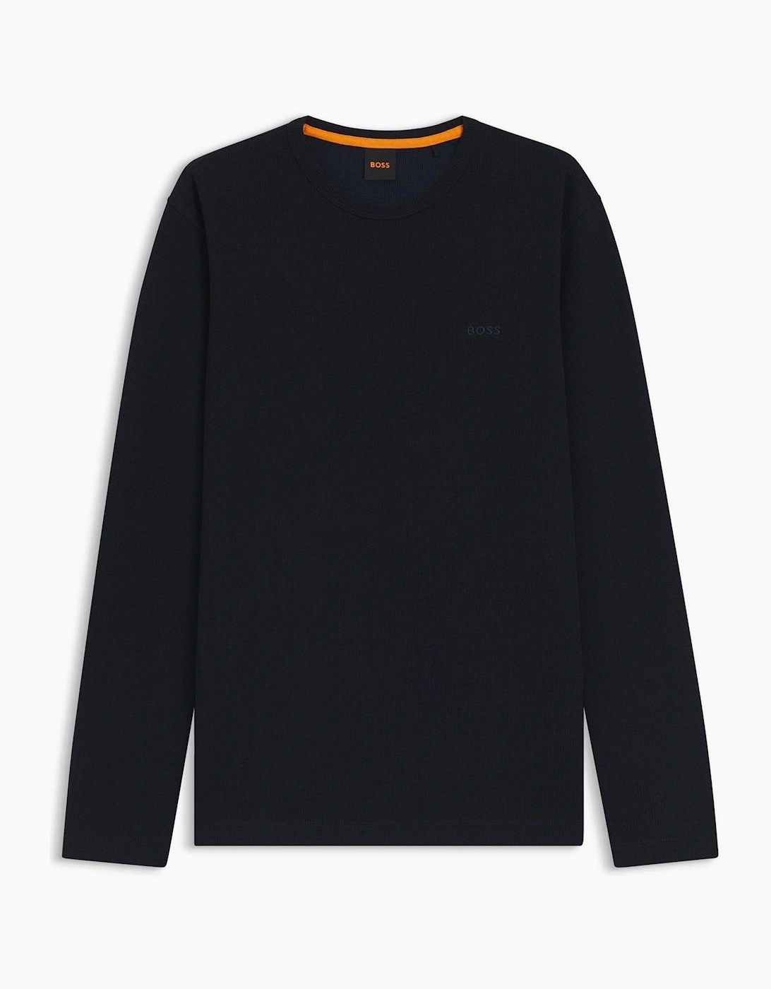Boss Hugo Boss Men's Wordmark Crew Neck Long Sleeve Regular Fit T-Shirt - Navy