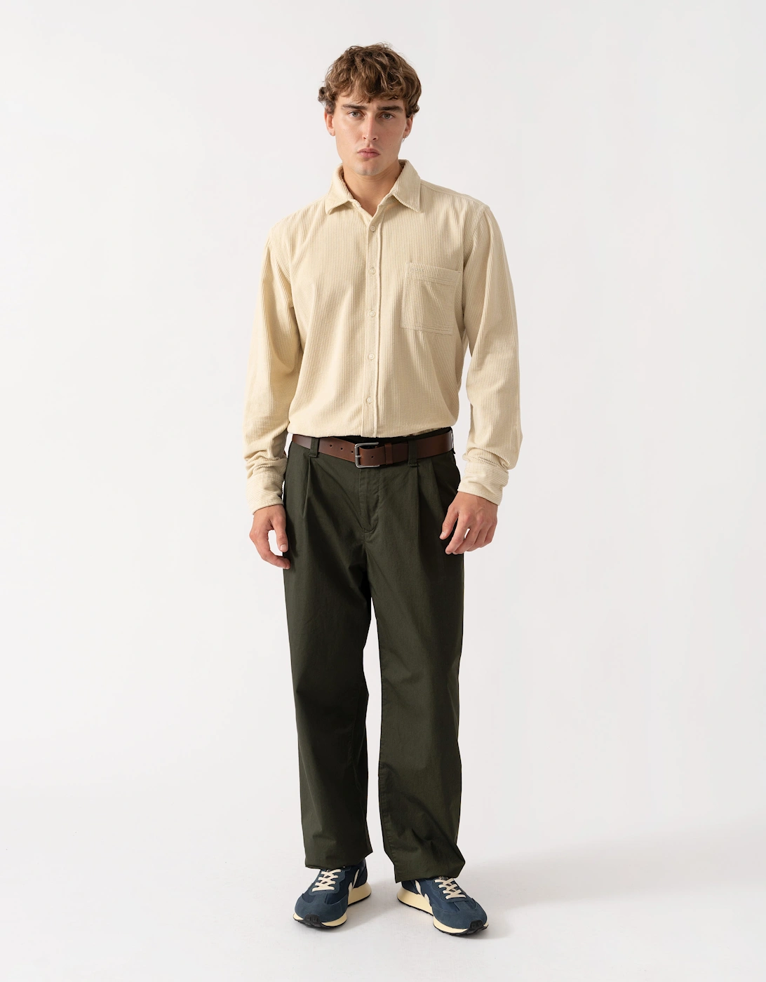 BOSS Orange Relegant 6 Mens Long Sleeve Cotton Shirt - Light Beige 271