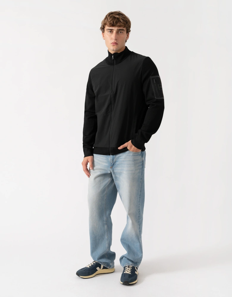BOSS Green Momentum-X Mens Hybrid Jacket With Knitted Sleeves - Black 001