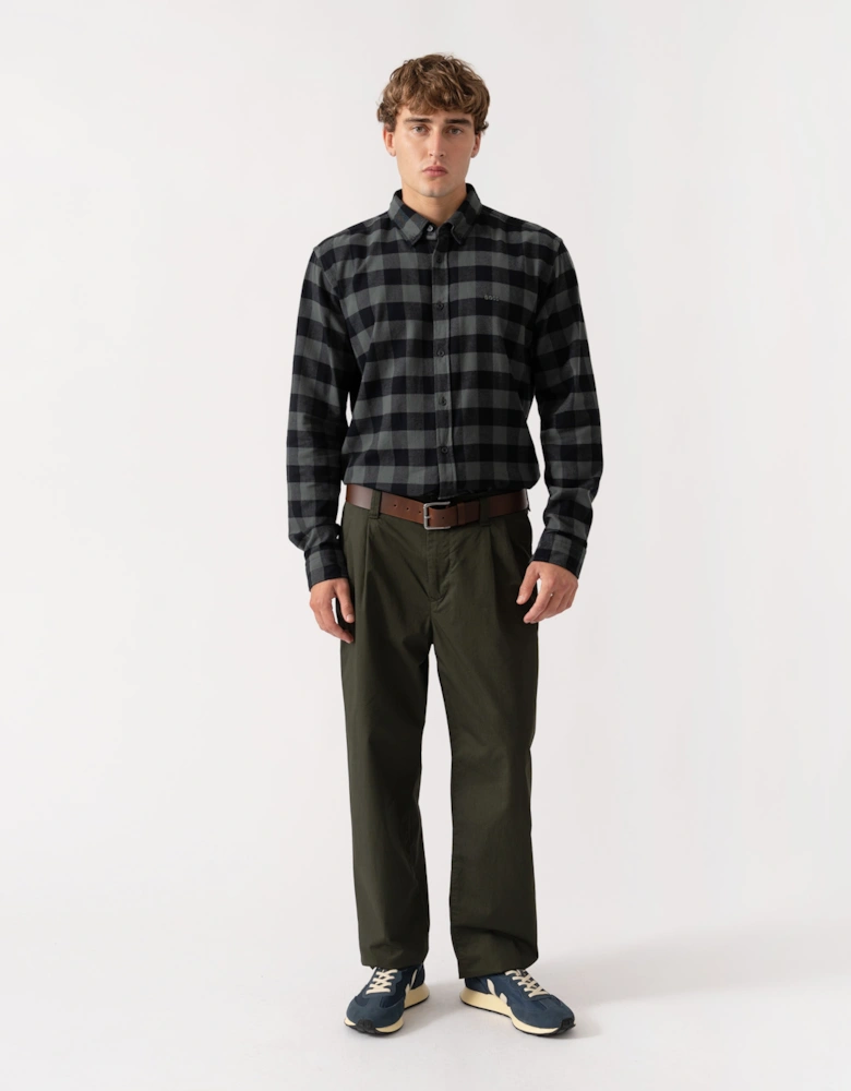 BOSS Orange Rickert Mens Long Sleeve Check Shirt - Open Green 377