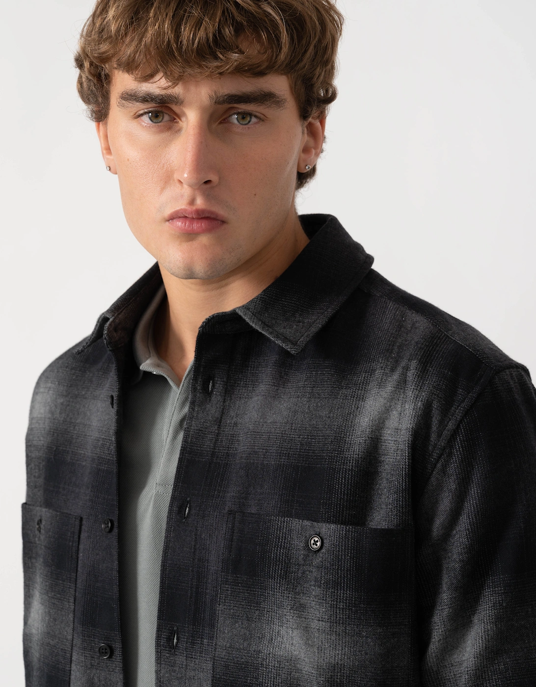 Belstaff Mens Outpost Shirt Brushed Cotton Flannel - Black