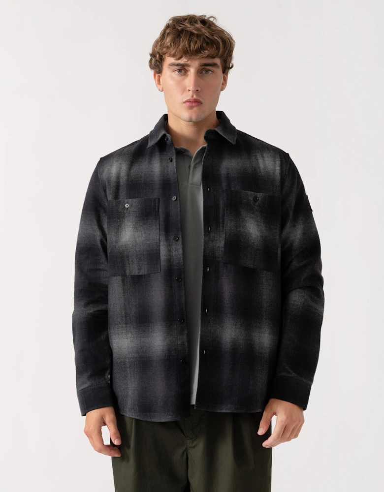 Belstaff Mens Outpost Shirt Brushed Cotton Flannel - Black