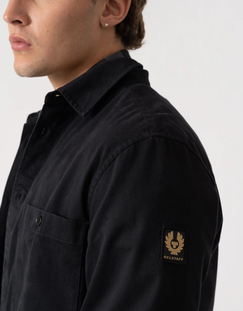Belstaff Mens Outpost Shirt Cotton Herringbone - Black