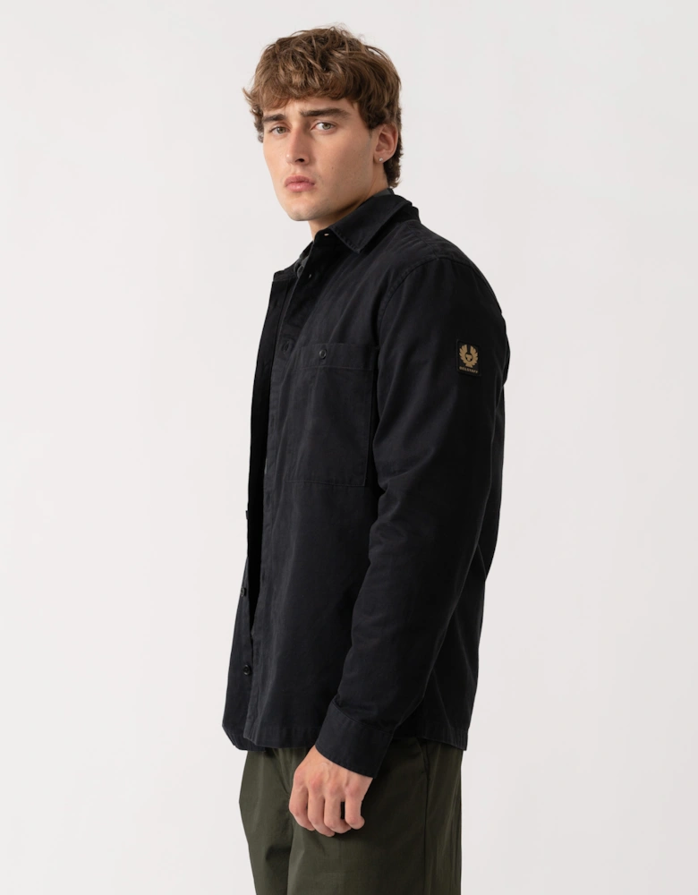 Belstaff Mens Outpost Shirt Cotton Herringbone - Black