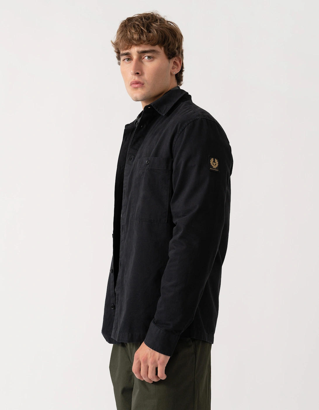 Belstaff Mens Outpost Shirt Cotton Herringbone - Black