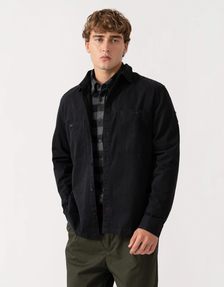 Belstaff Mens Outpost Shirt Cotton Herringbone - Black