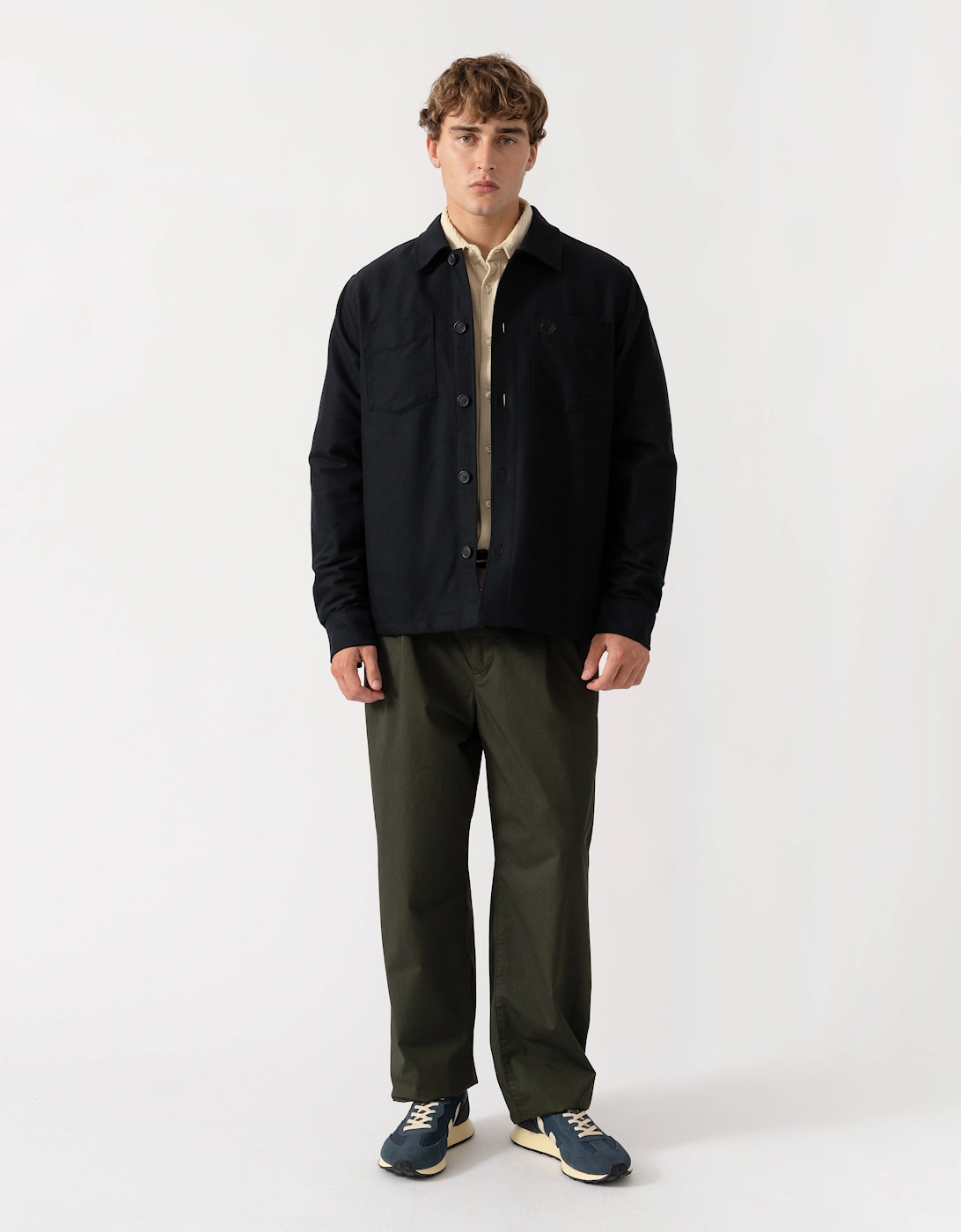Fred Perry Mens Brushed Twill Overshirt - Black 184