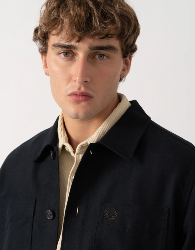 Fred Perry Mens Brushed Twill Overshirt - Black 184