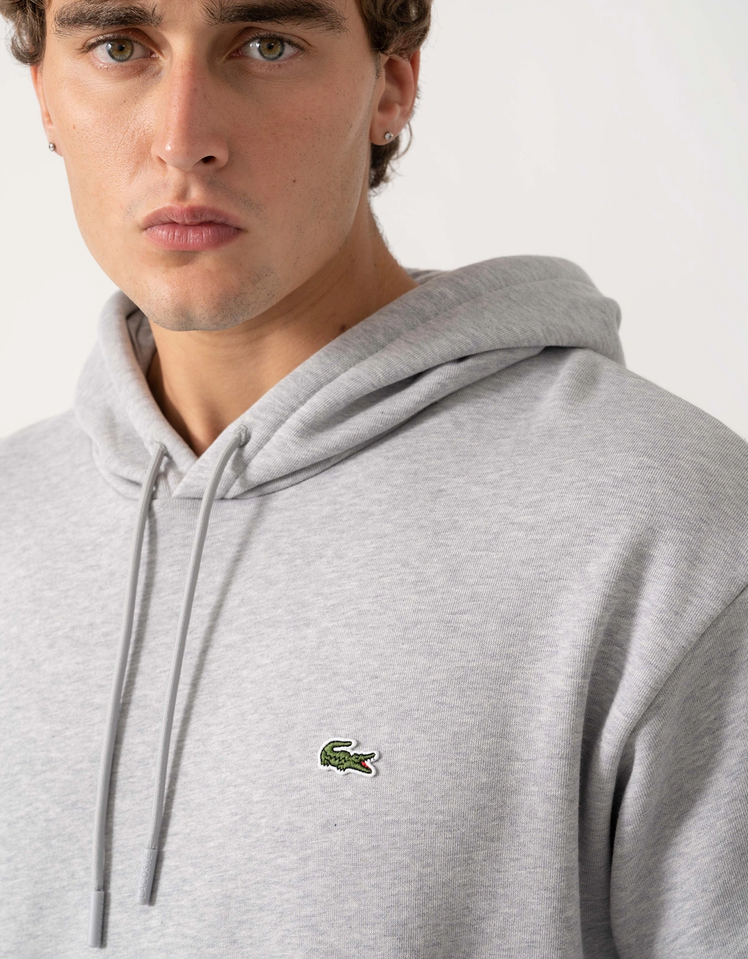 Lacoste Fleece Mens Classic Fit Hoodie - Silver Chine CCA