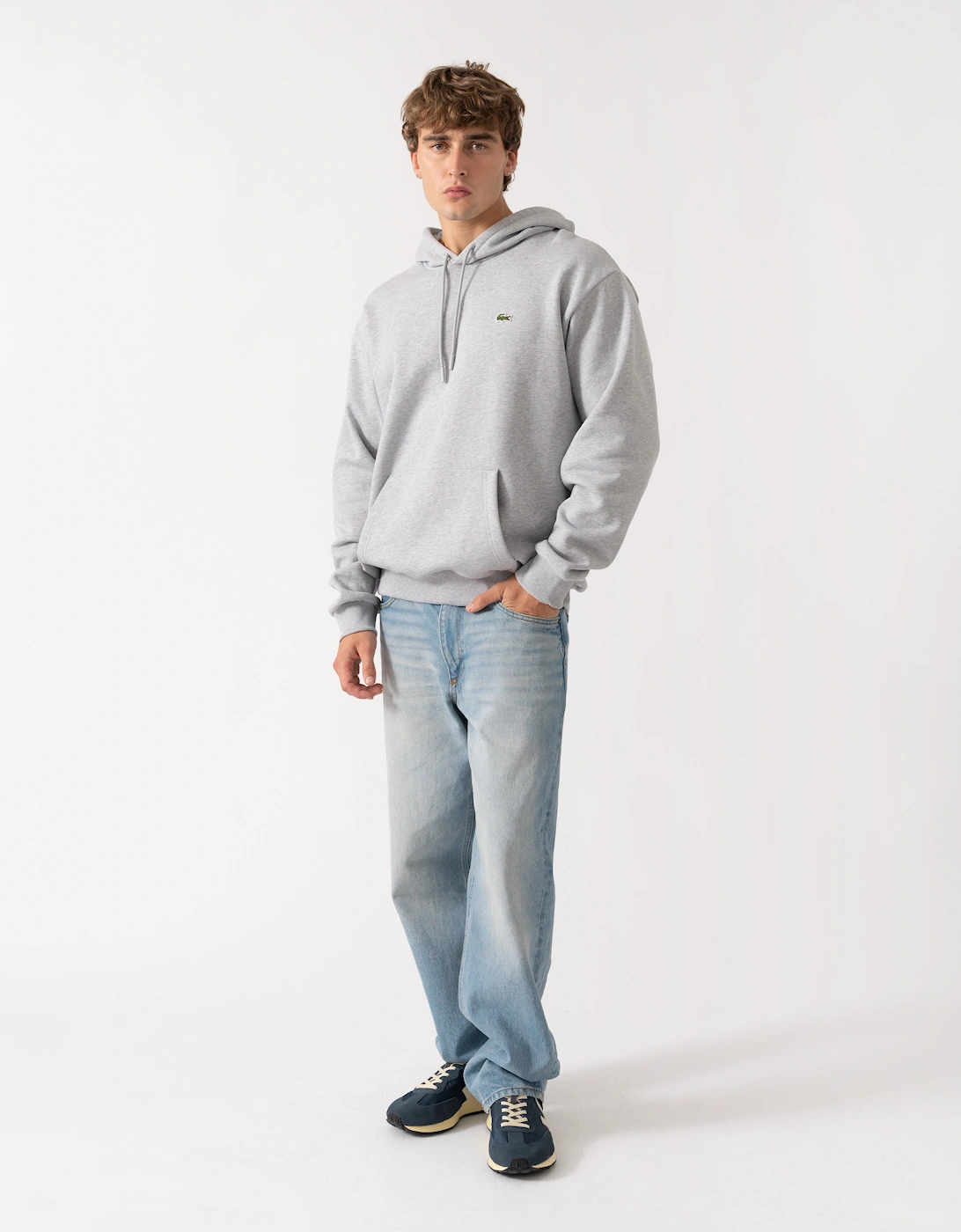 Lacoste Fleece Mens Classic Fit Hoodie - Silver Chine CCA