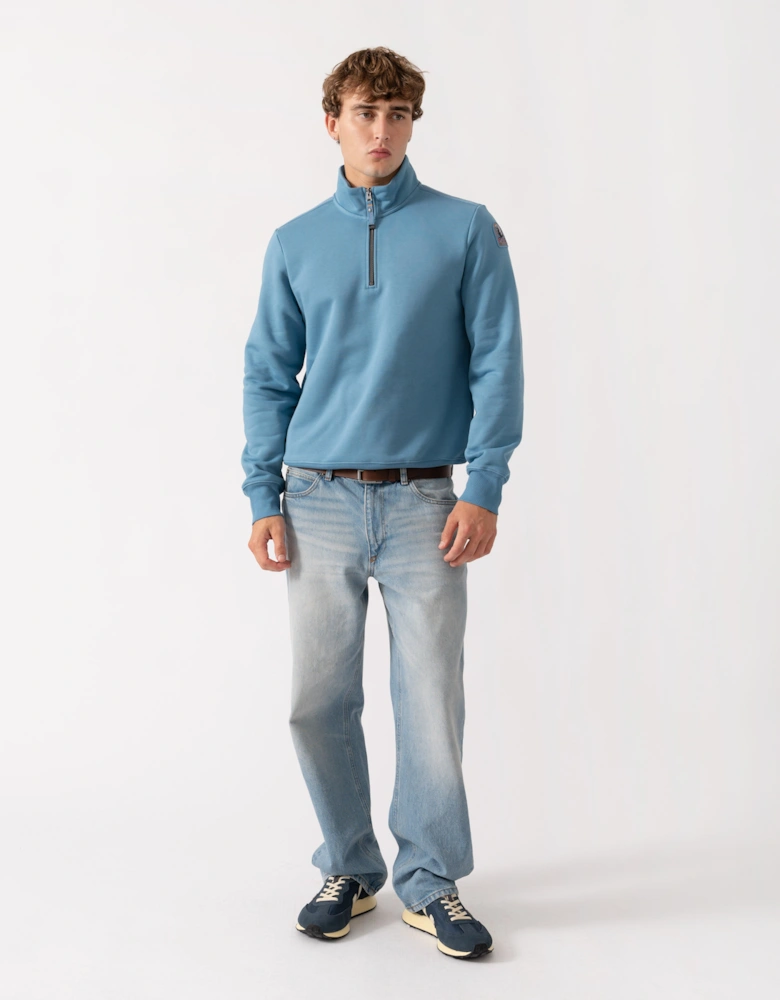 Parajumpers Broad Peak Mens Quarter Zip Sweatshirt - Sky Steel 138