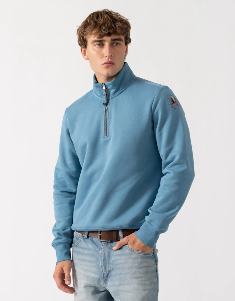 Parajumpers Broad Peak Mens Quarter Zip Sweatshirt - Sky Steel 138