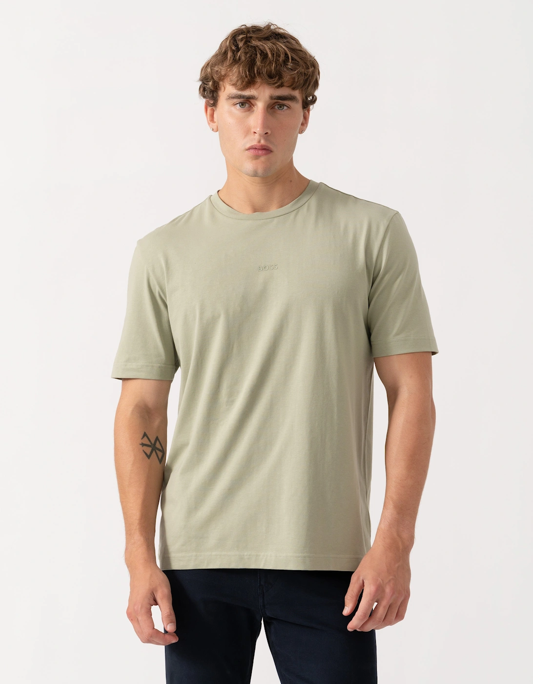 BOSS Orange TChup Mens Crew Neck Small Logo T-Shirt  - Open Green 370
