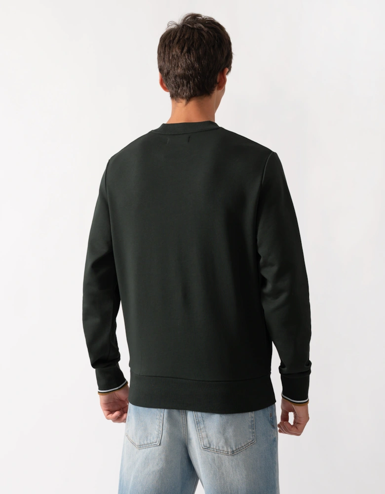Fred Perry Mens Crew Neck Sweatshirt - Night Green/Dusk Blue/Dark Caramel 78C
