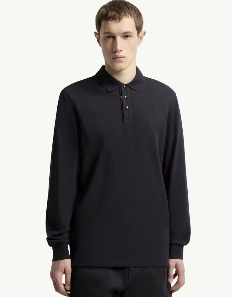 Cotton Striped Polo Shirt Navy