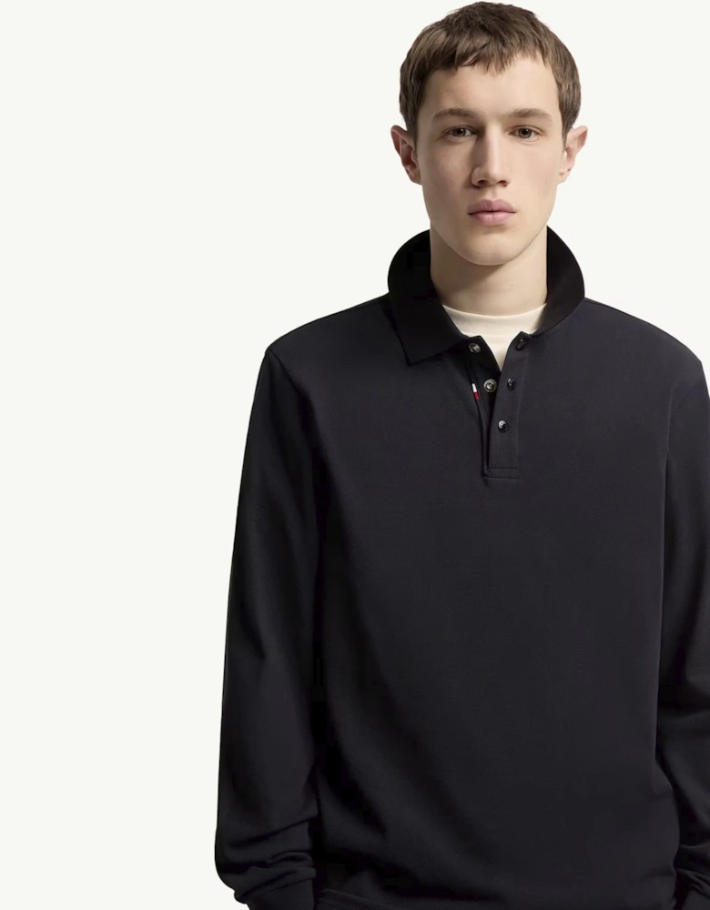 Cotton Striped Polo Shirt Navy