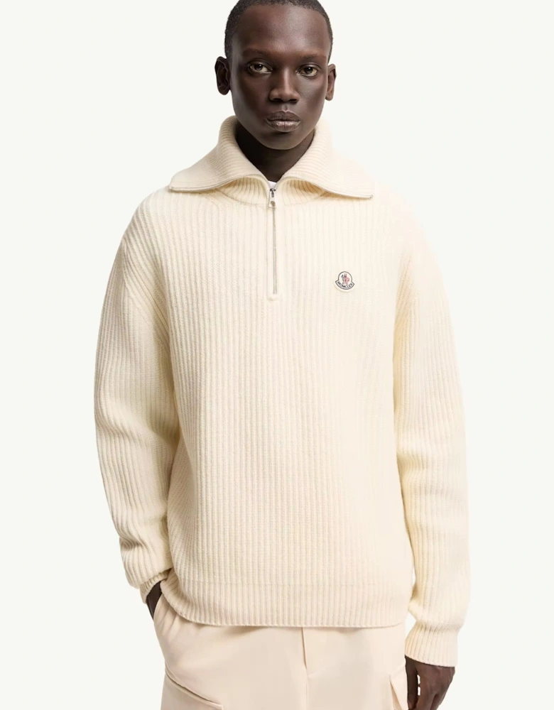 Heavy Knit 1/4 Zip Sweater Cream