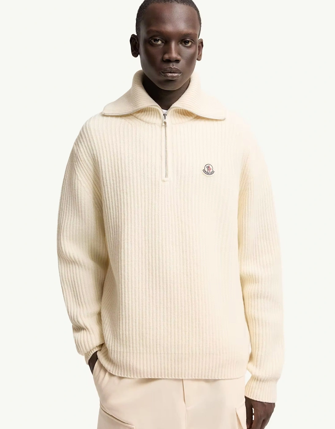 Heavy Knit 1/4 Zip Sweater Cream
