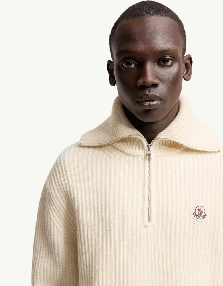 Heavy Knit 1/4 Zip Sweater Cream