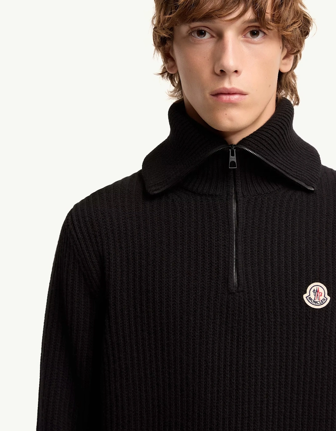 Heavy Knit 1/4 Zip Sweater Black