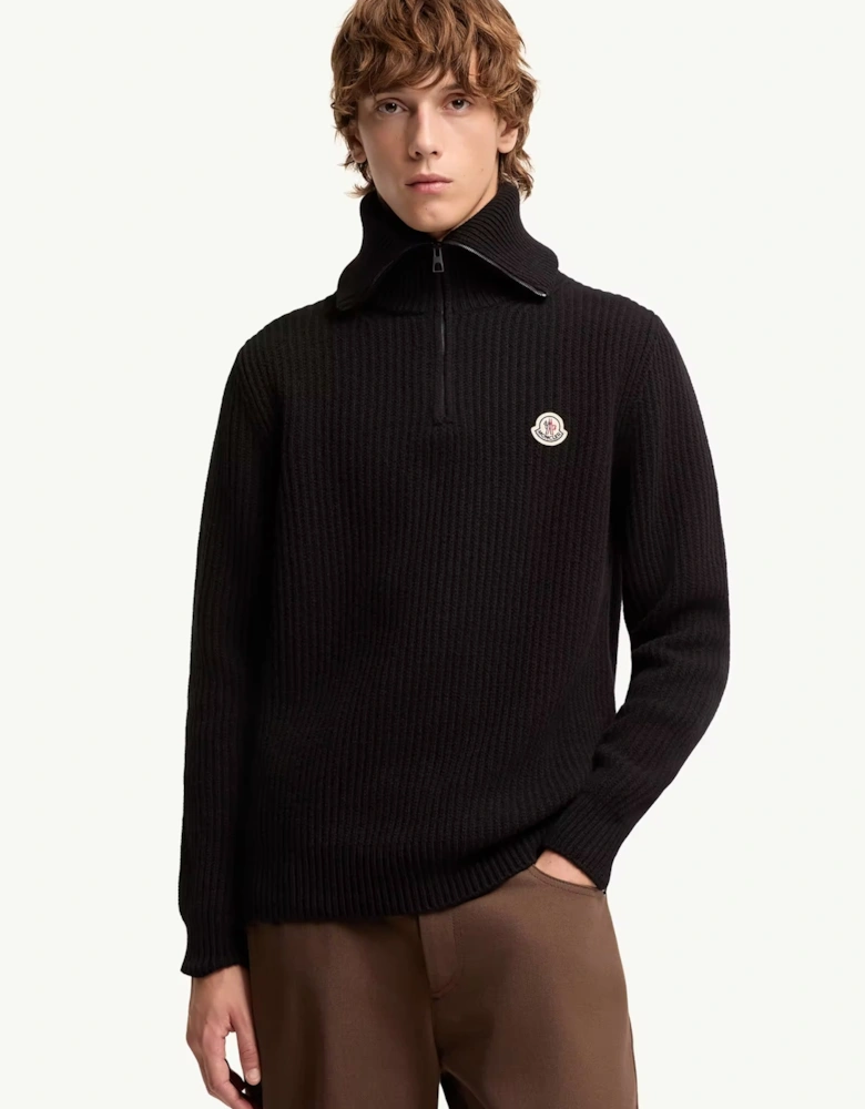 Heavy Knit 1/4 Zip Sweater Black