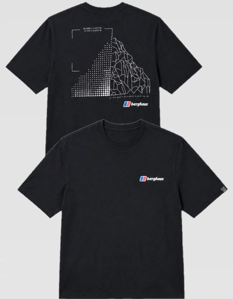 Berghaus Mens Mount Diagram Graphic Cotton T Shirt in Black