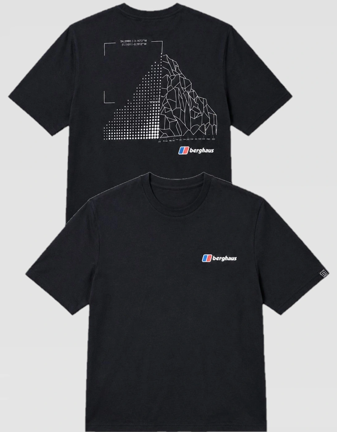 Berghaus Mens Mount Diagram Graphic Cotton T Shirt in Black