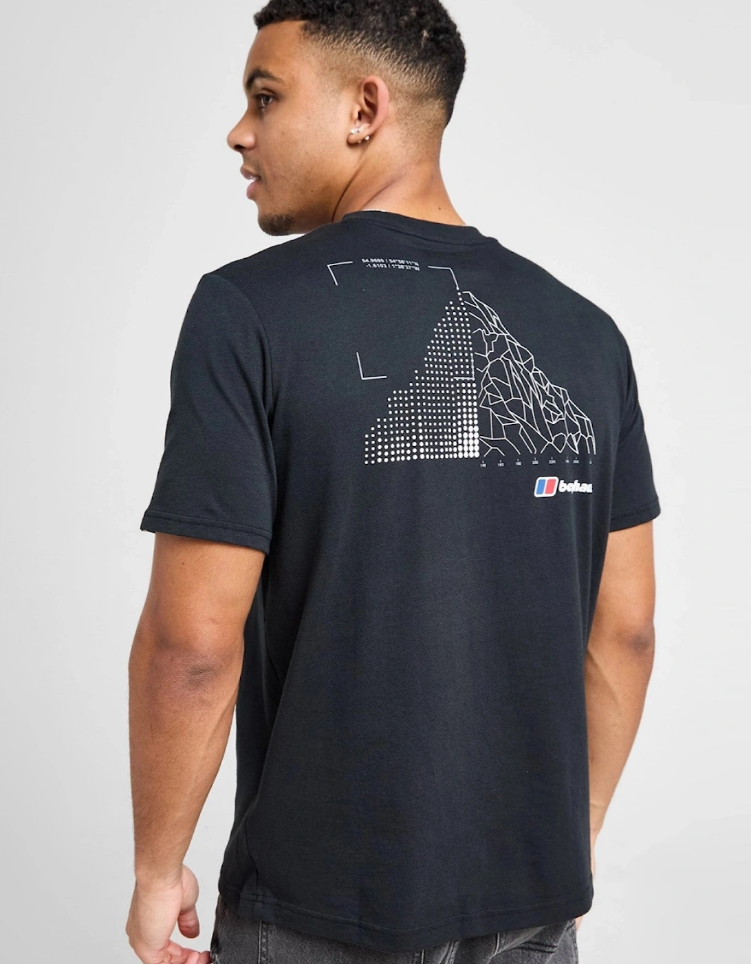 Berghaus Mens Mount Diagram Graphic Cotton T Shirt in Black