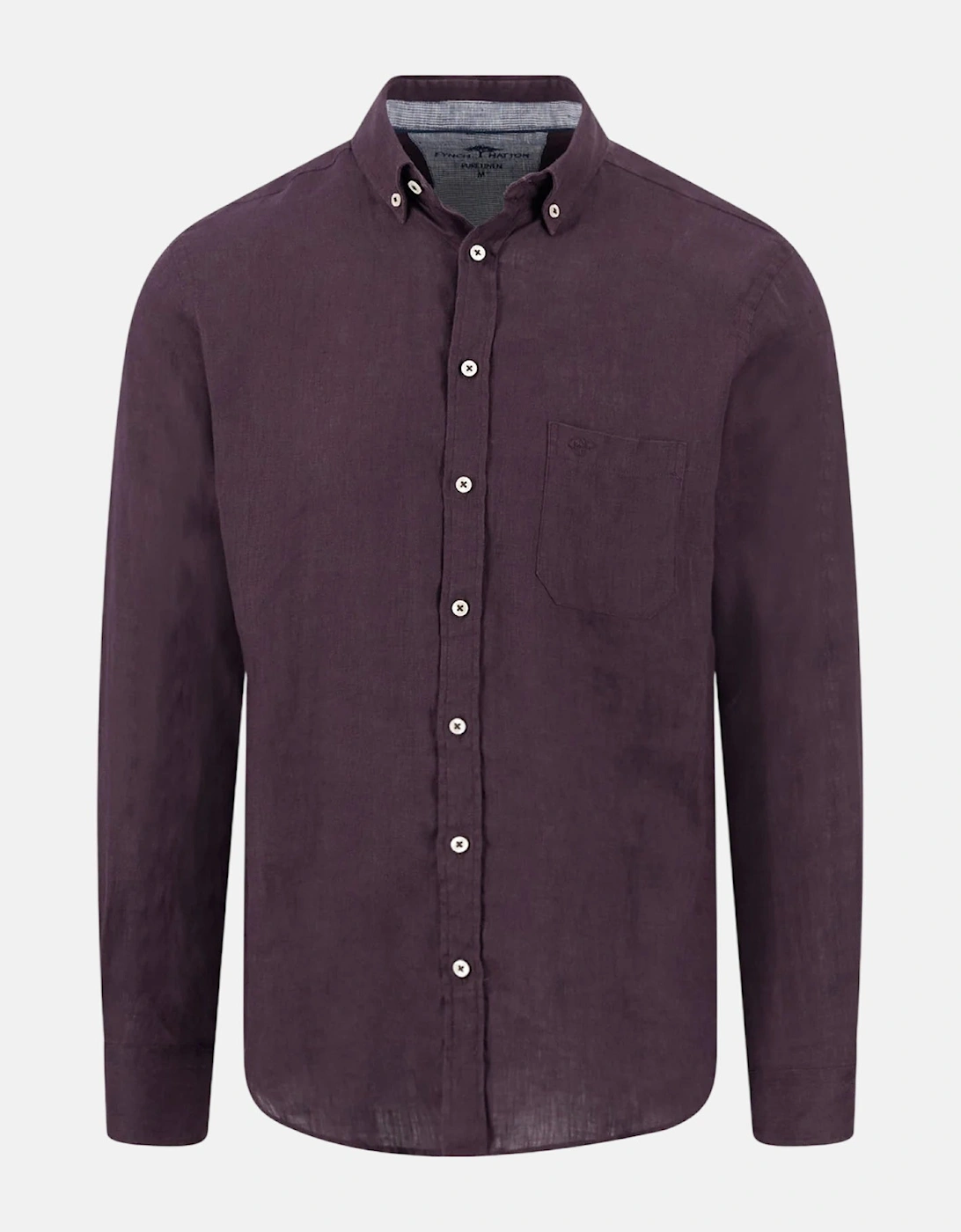 Pure Linen Button Down Shirt Aubergine