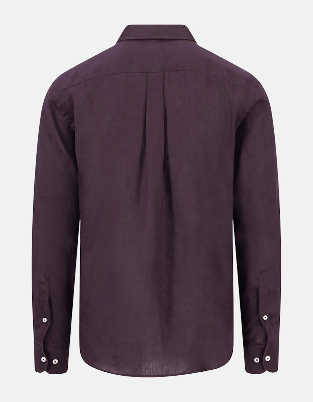 Pure Linen Button Down Shirt Aubergine