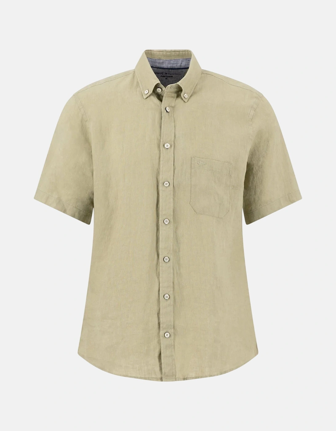Premium Linen Button Down Short Sleeved Shirt Pistachio