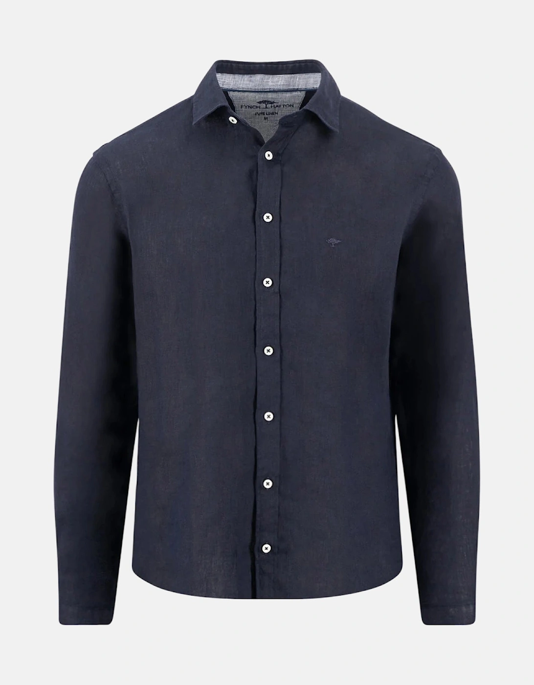 Kent Collar Pure Linen Shirt Navy