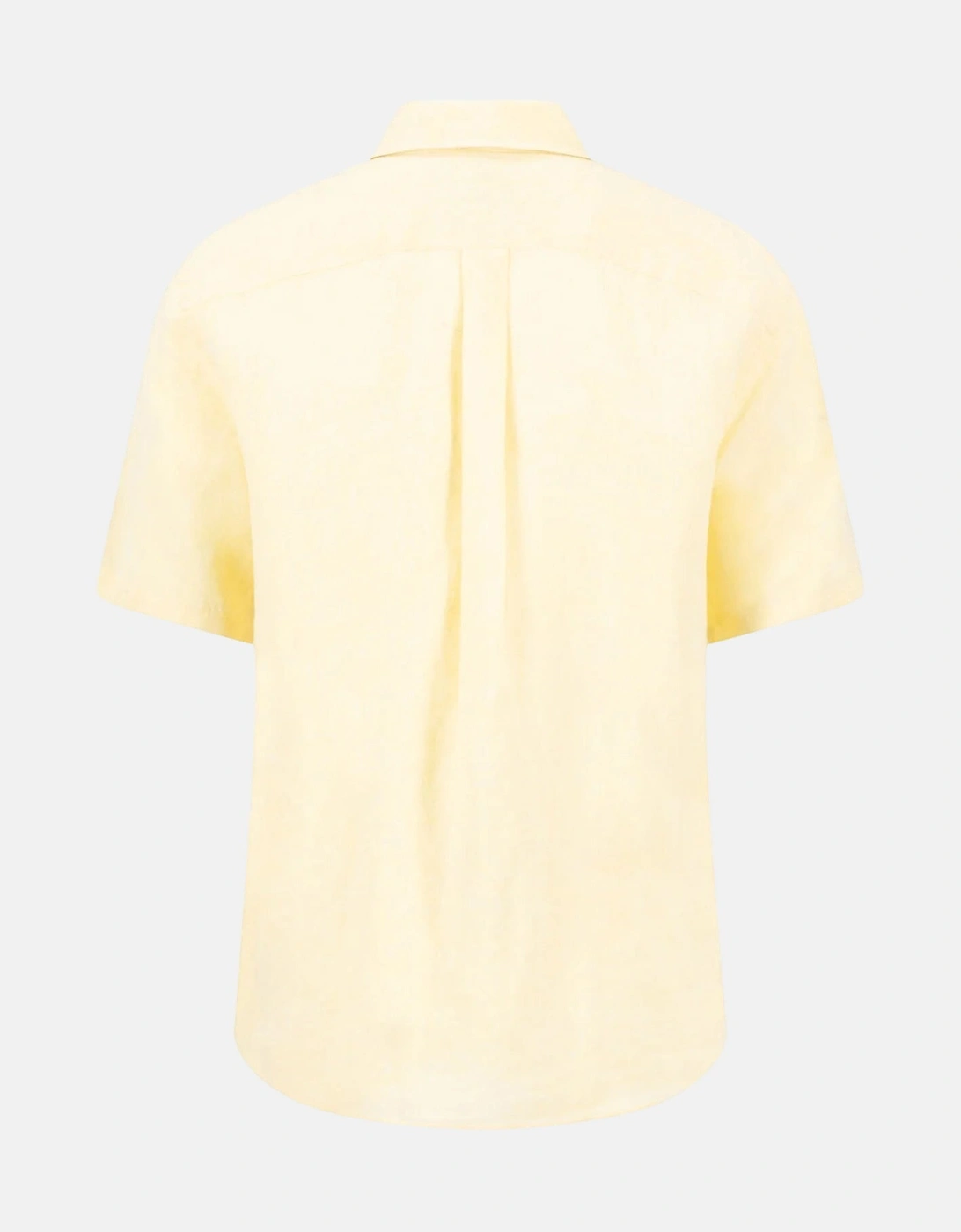 Premium Linen Button Down Short Sleeved Shirt Pale Yellow
