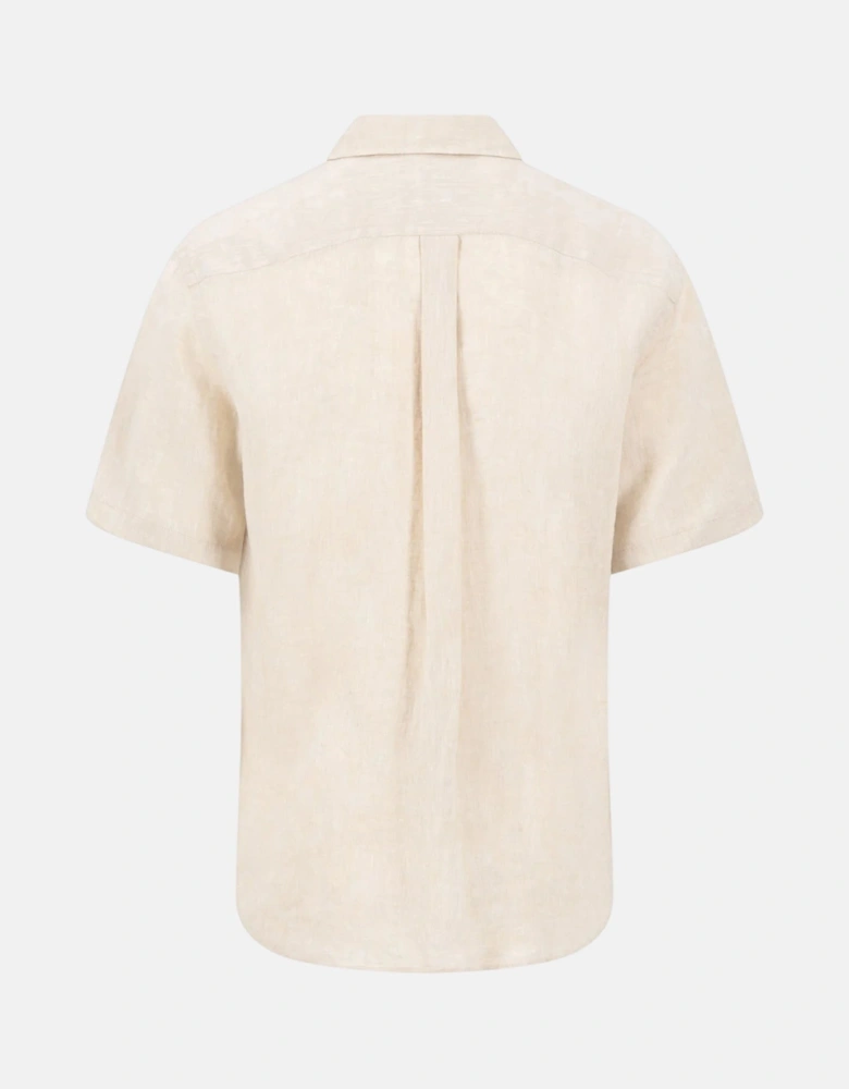 Premium Linen Button Down Short Sleeved Shirt Sand