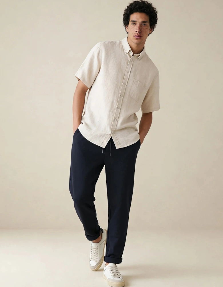 Premium Linen Button Down Short Sleeved Shirt Sand