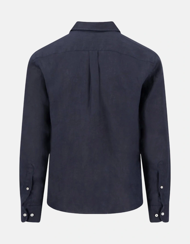 Kent Collar Pure Linen Shirt Navy