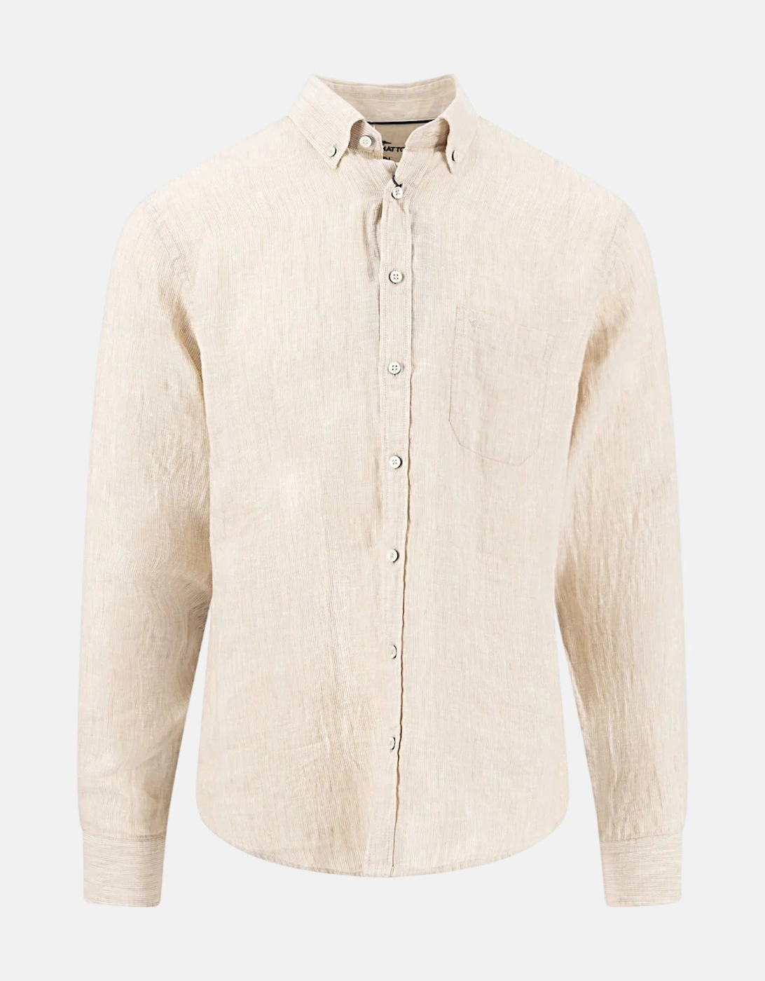 Needle Stripe Linen Button Down Shirt Sand