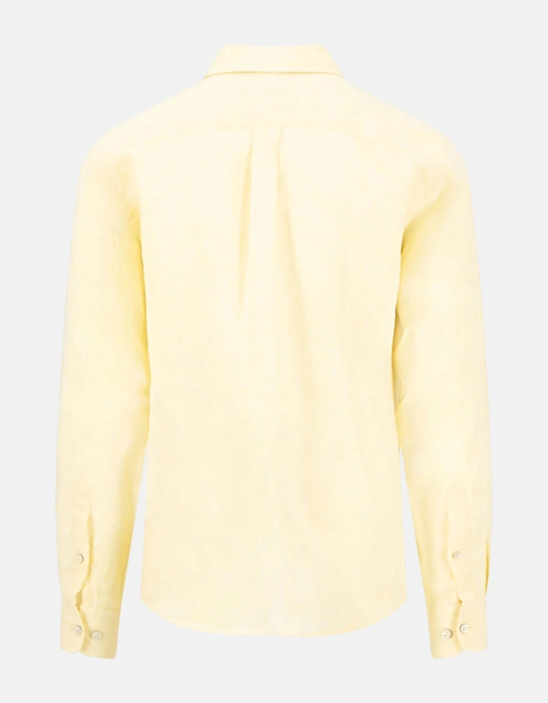 Pure Linen Button Down Shirt Pale Yellow