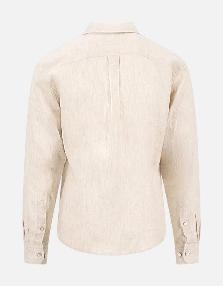 Needle Stripe Linen Button Down Shirt Sand