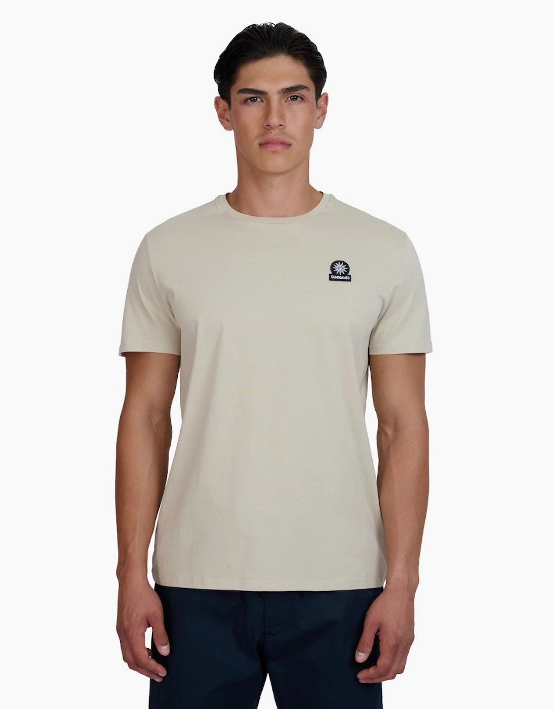Sandbanks Mercerised Badge T-Shirt A1-26 Stone