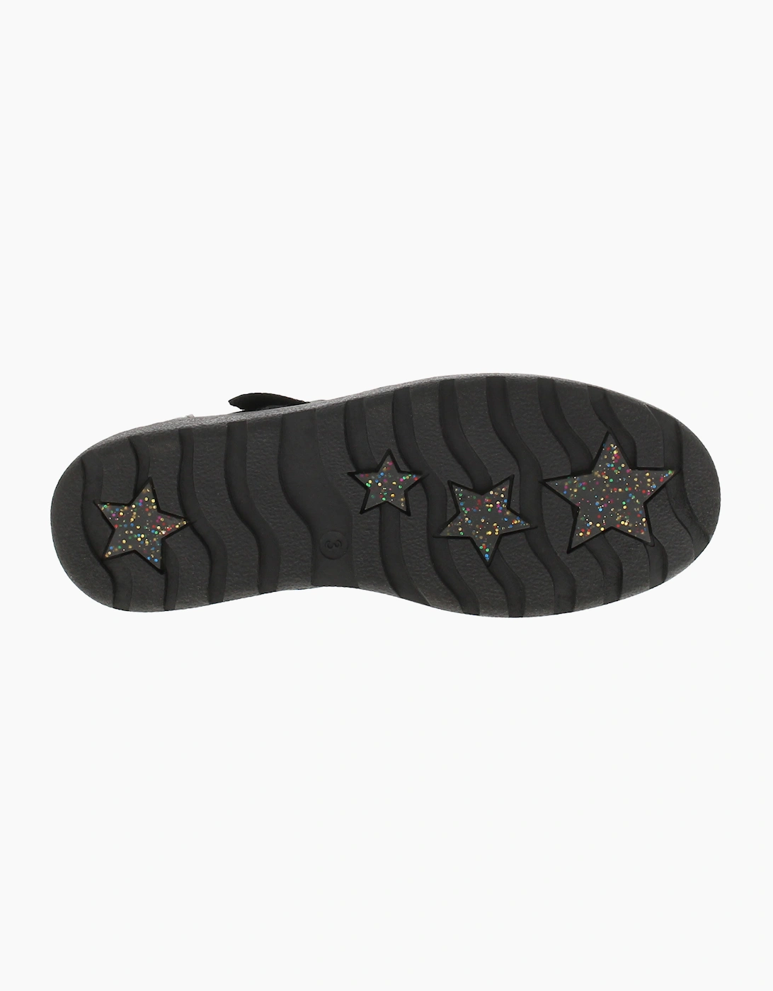 Princess Stardust Girls School Shoes Starry Touch Fastening black UK Size