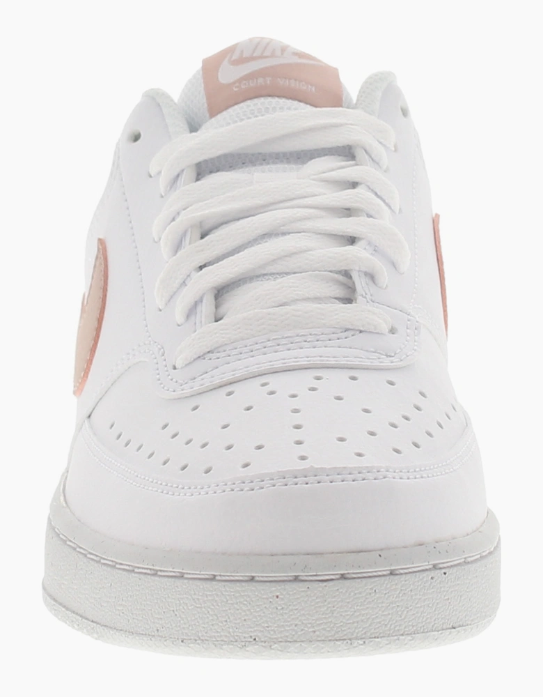 Nike Womens Trainers Court Vision Low Leather Lace Up white pink UK Size